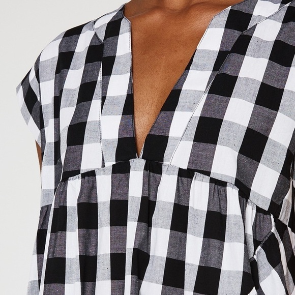 FARROW Chaumont Dress in Black and White Buffalo Check, Asymmetrical Hem, Size S - Picture 12 of 13